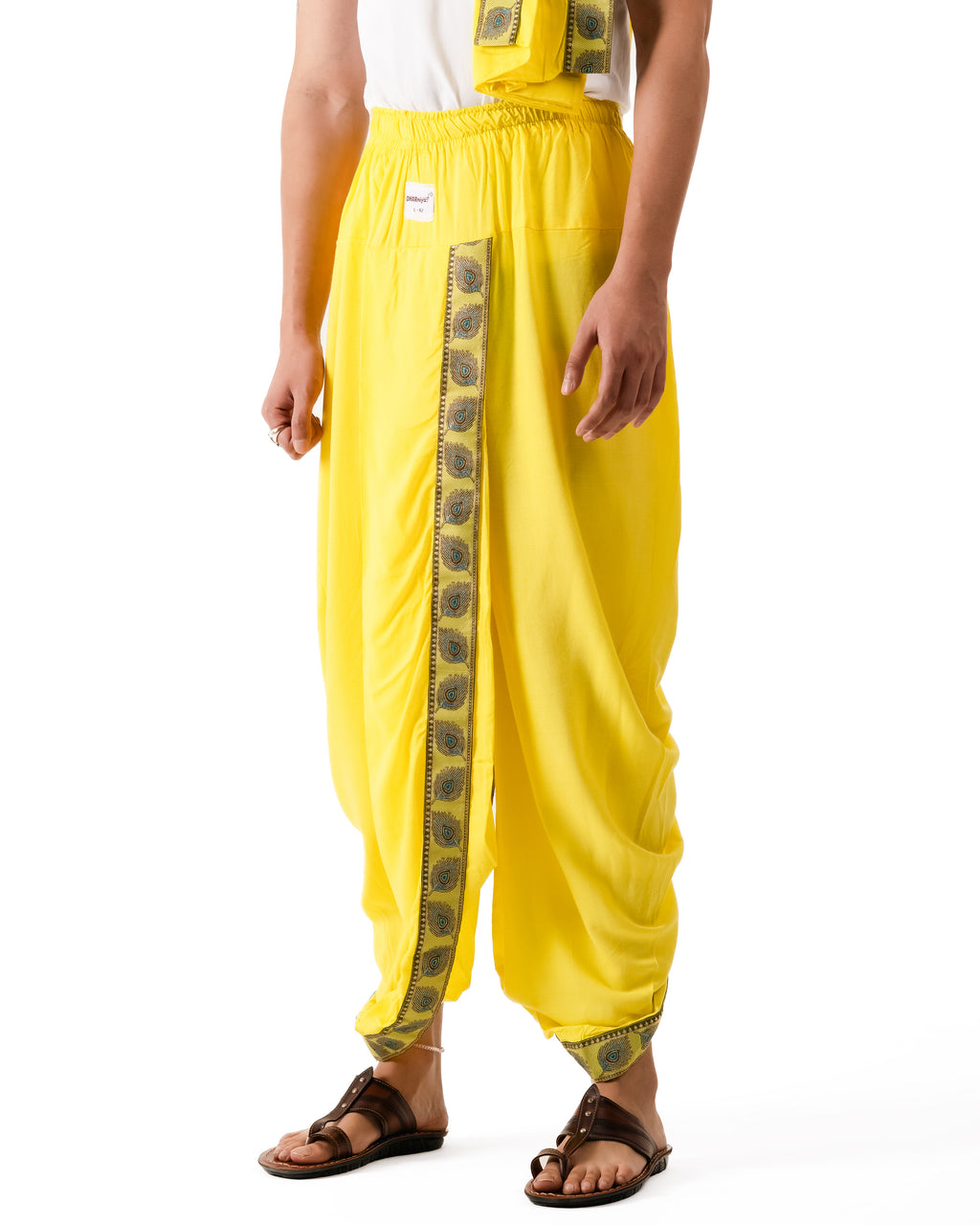Traditional Pant style  Dhoti Set (mor pankh) Lemon