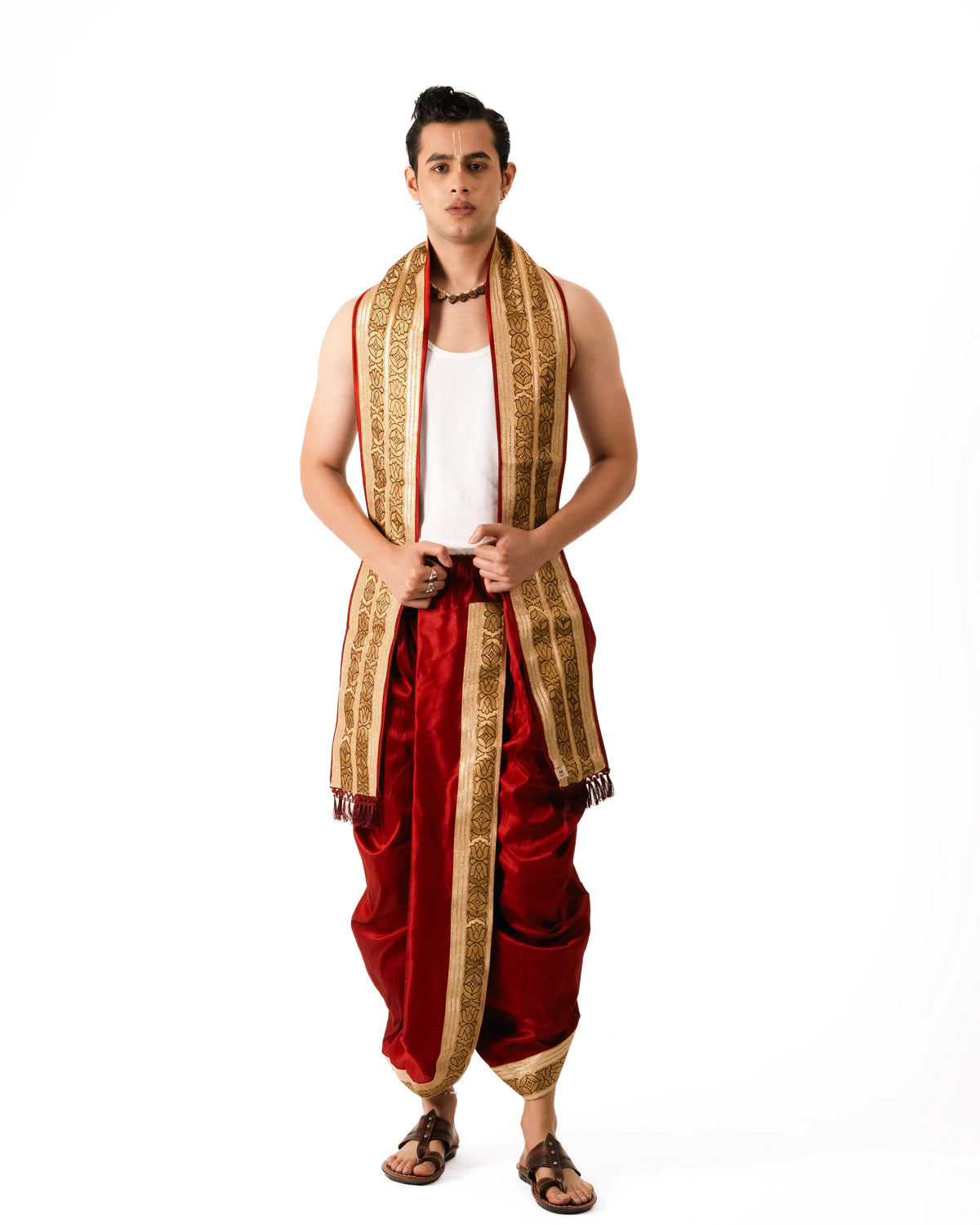 Tamra  Pant style Dhoti and Dupatta