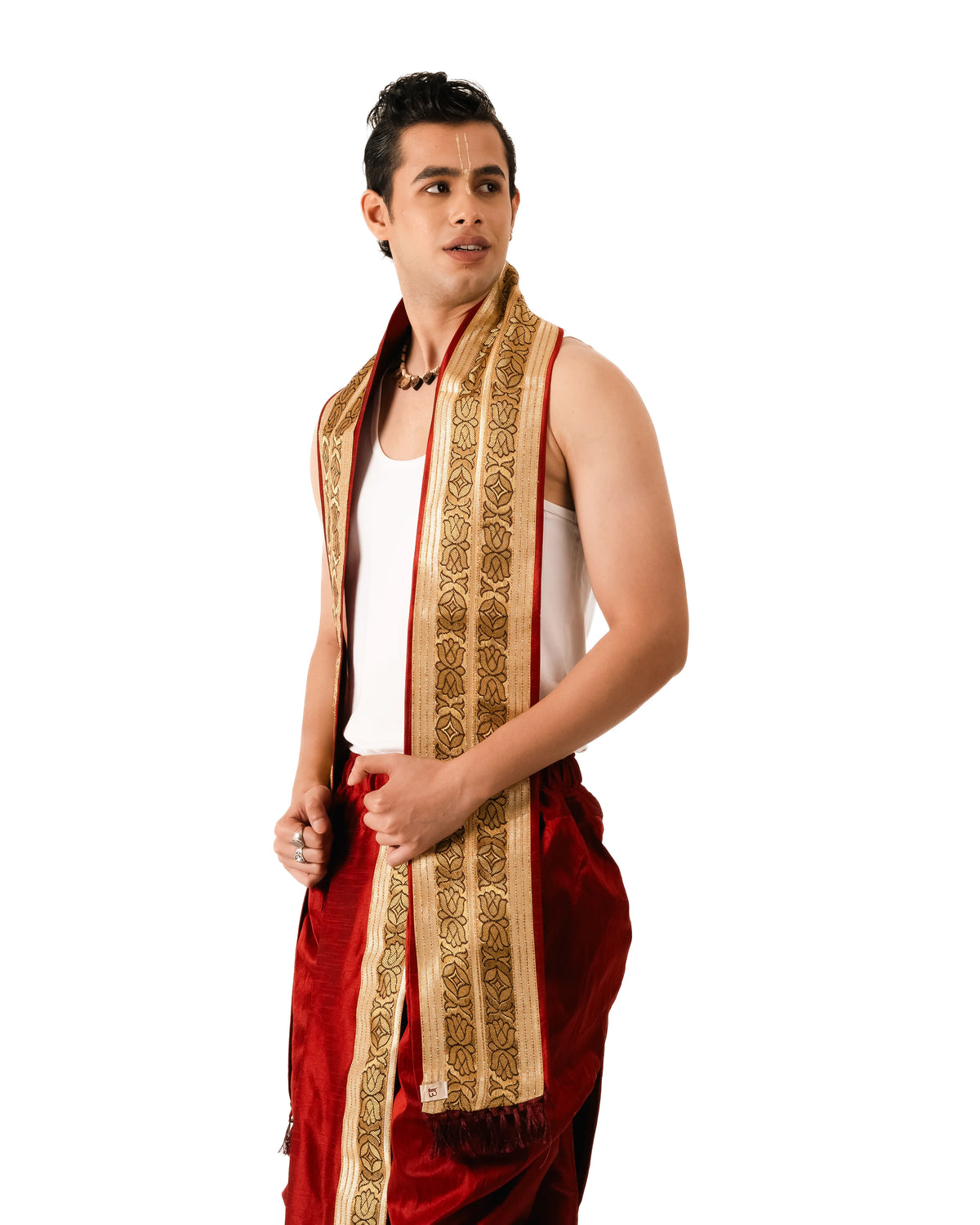 Tamra  Pant style Dhoti and Dupatta
