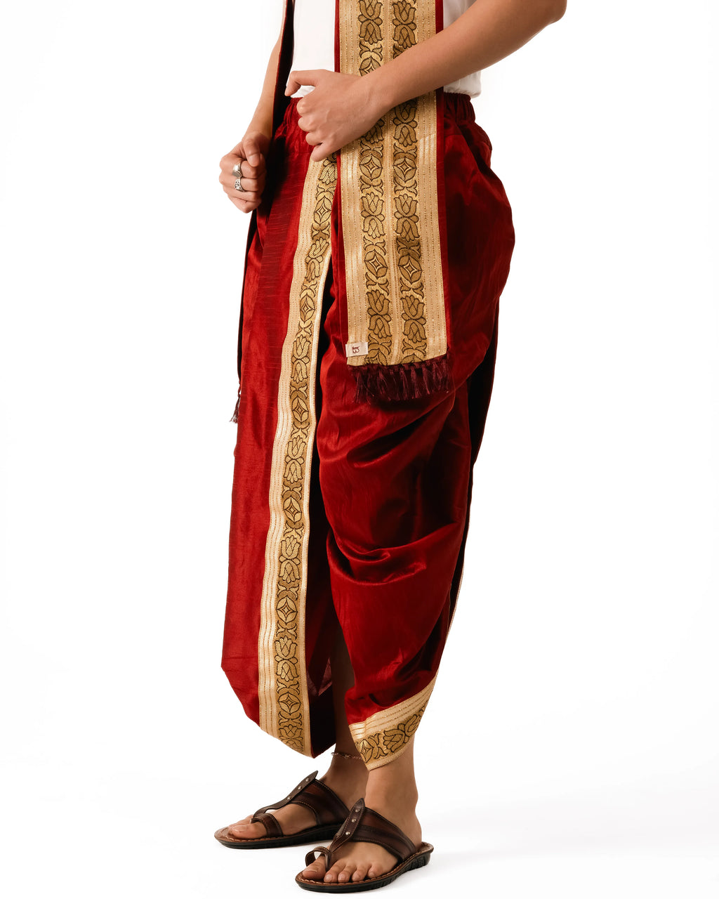 Tamra  Pant style Dhoti and Dupatta