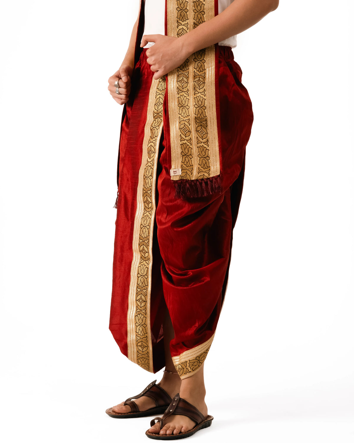 Tamra  Pant style Dhoti and Dupatta