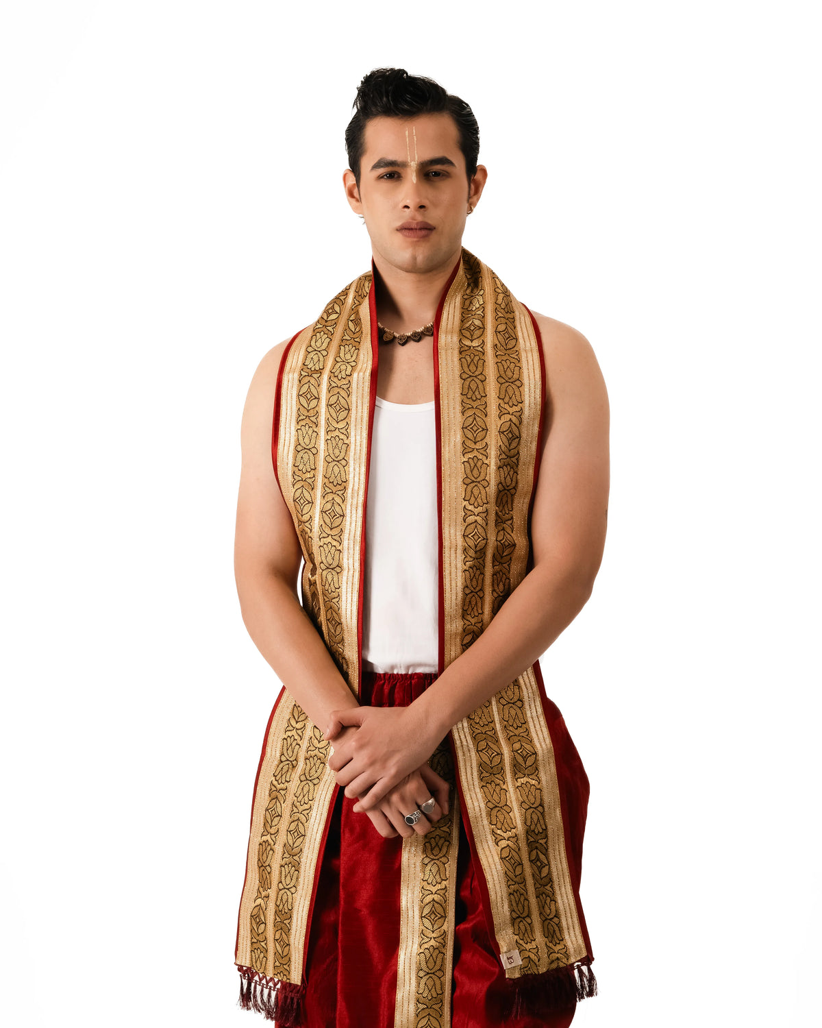Tamra  Pant style Dhoti and Dupatta