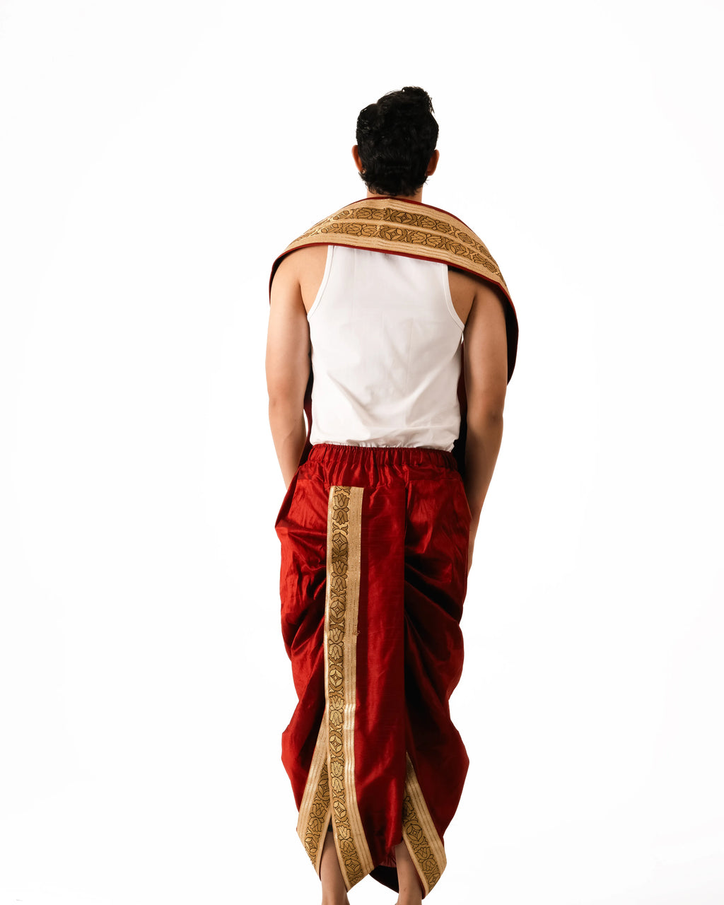 Tamra  Pant style Dhoti and Dupatta