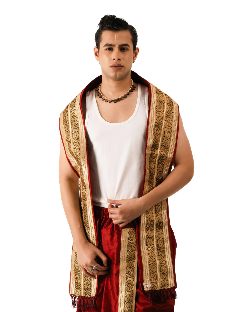 Tamra  Pant style Dhoti and Dupatta