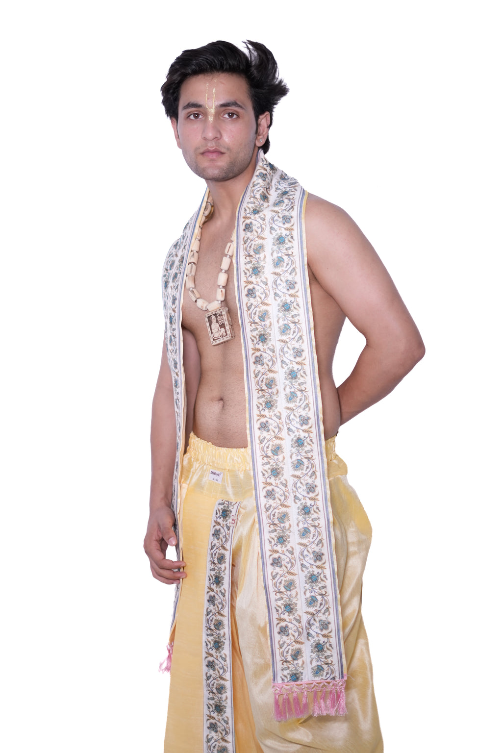 Pant Style Dhoti and dupatta set - Kanish Cream