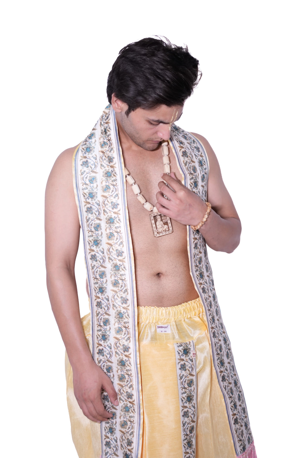 Pant Style Dhoti and dupatta set - Kanish Cream