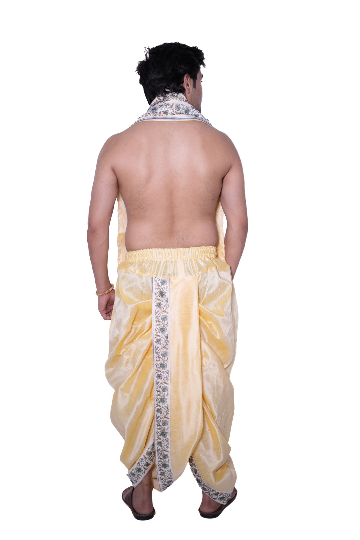 Pant Style Dhoti and dupatta set - Kanish Cream