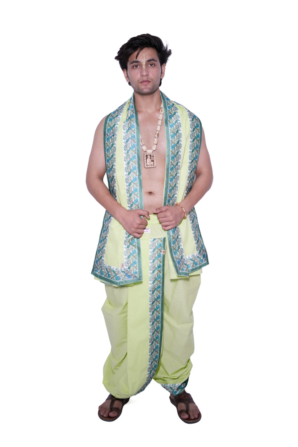 Pant style Dhoti and dupatta set - Neer Green