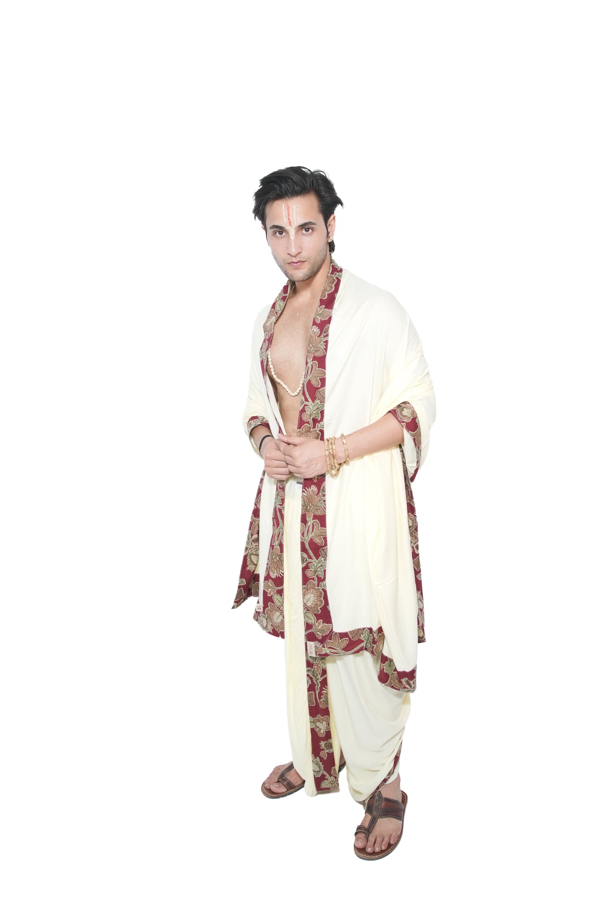 Sridhar Pant style  Dhoti and dupatta set - Cream