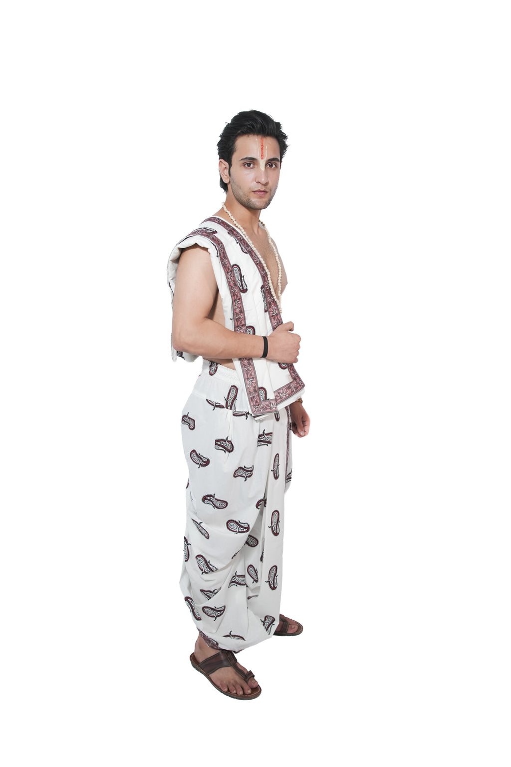 Arya Pant style  Dhoti and dupatta set - Off white