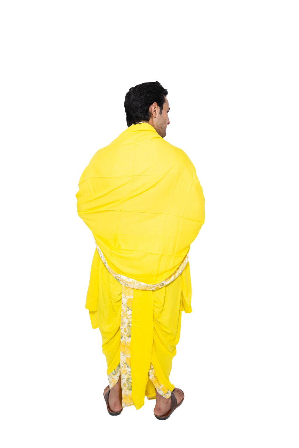 Nandalāla Pant Style Dhoti and dupatta set - Yellow