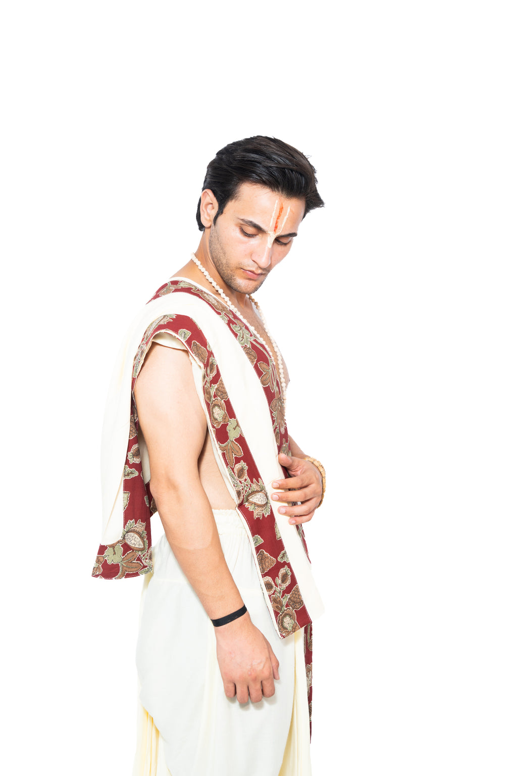 Sridhar Pant style  Dhoti and dupatta set - Cream