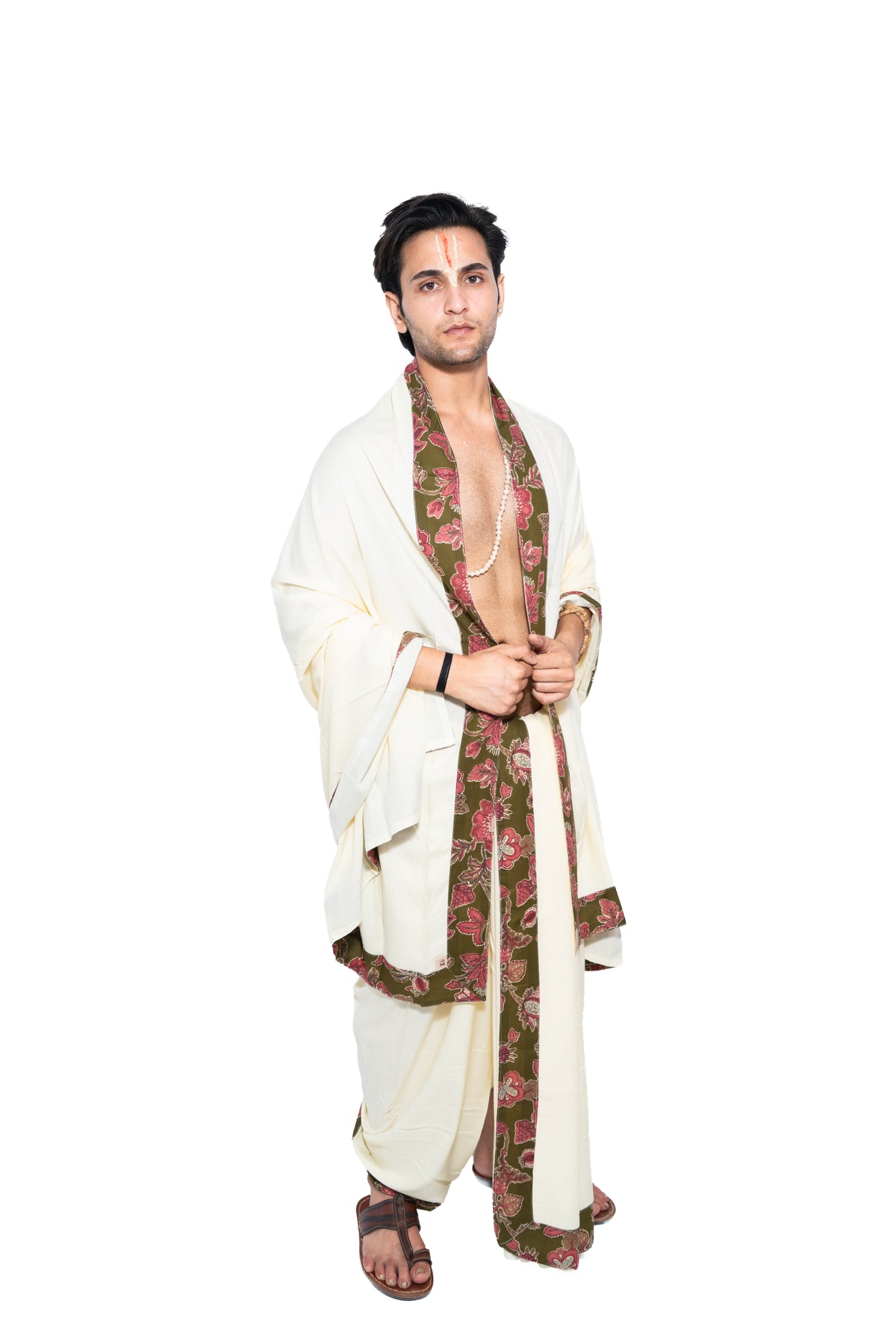 Gul Pant style Dhoti and dupatta set - Cream
