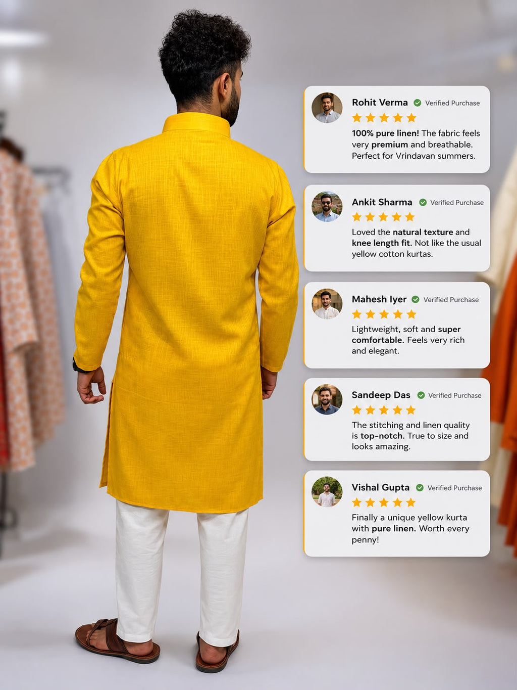 Pure Linen Kurta YELLOW