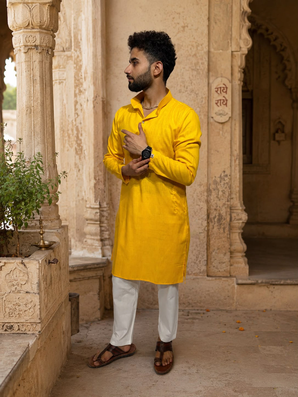 Pure Linen Kurta YELLOW